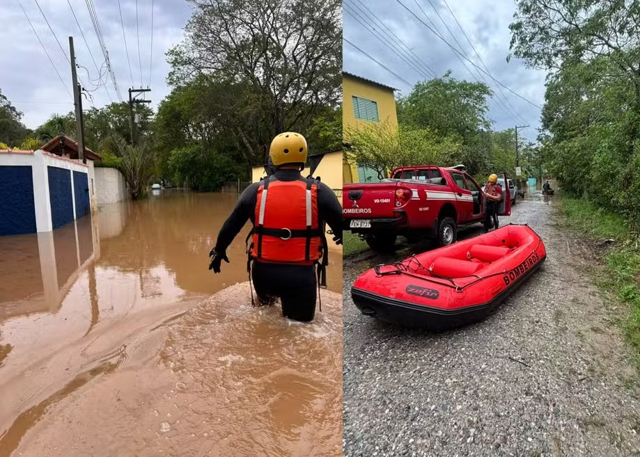 O rio transbordou no bairro Curuçá II, provocando alagamento e a interdição da via de acesso à região. Foto - Reprodução/Divulgação
